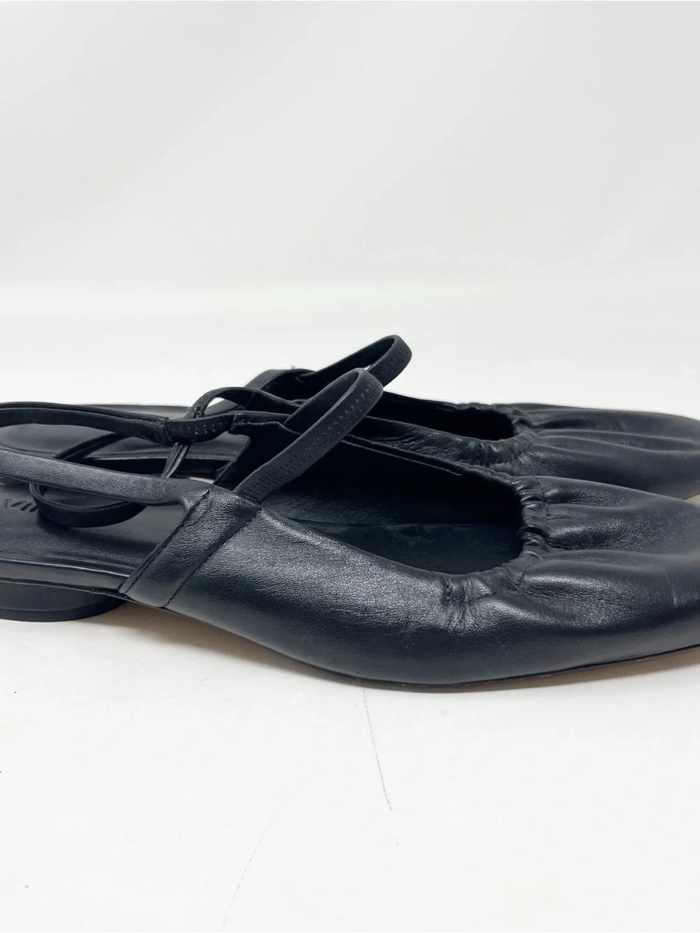 VINCE VENICE SLINGBACK BLACK LEATHER SQUARE TOE MARY JANE BALLET FLATS WOMENS 8